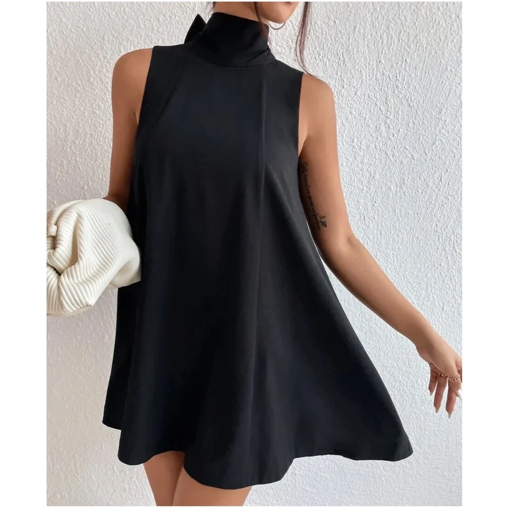 Luxe Neck Tie Party Evening Mini Dress - Picture 11 of 12